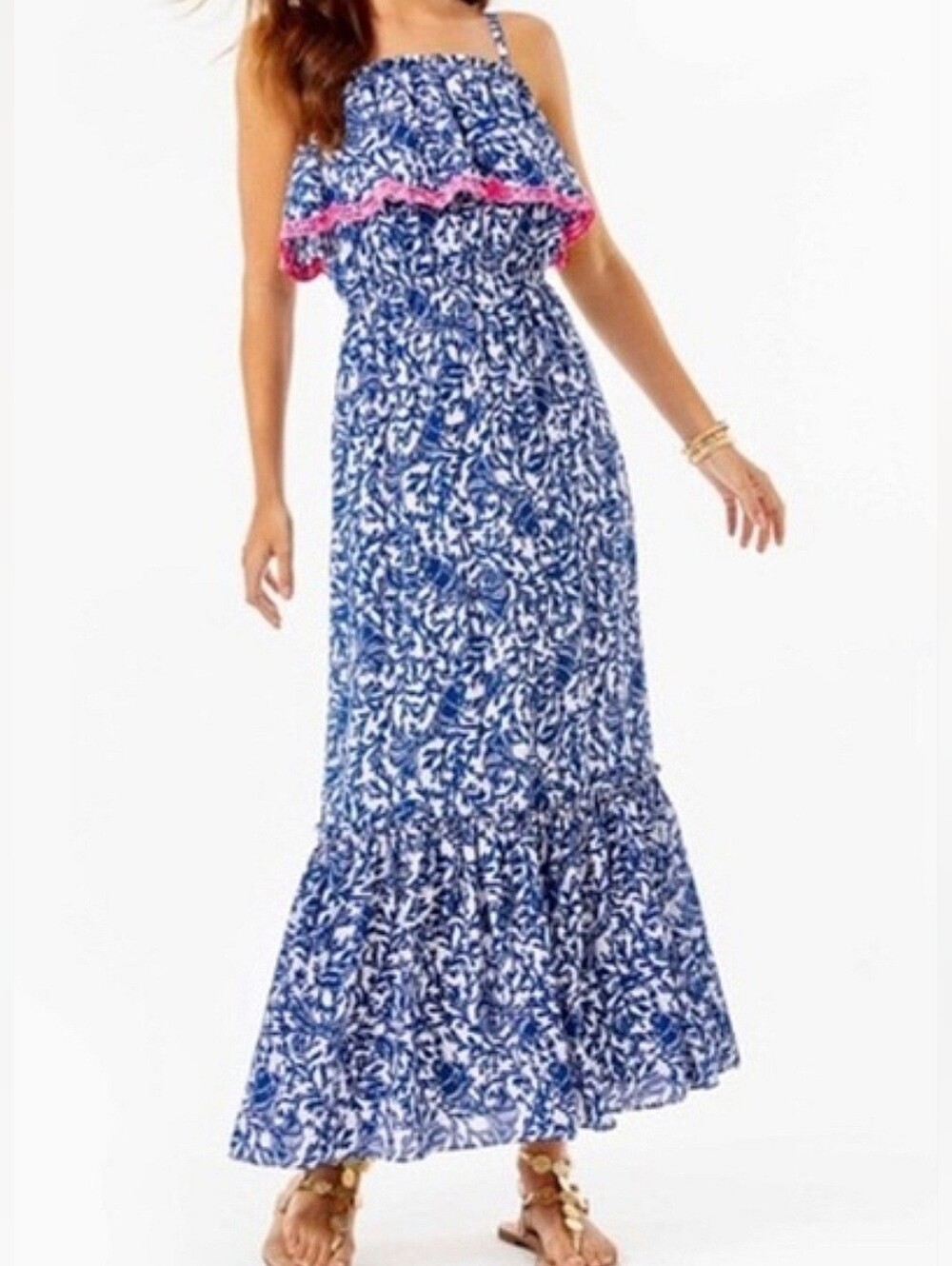 Lilly Pulitzer NWT Adia Krillin It Lobster Maxi Dress